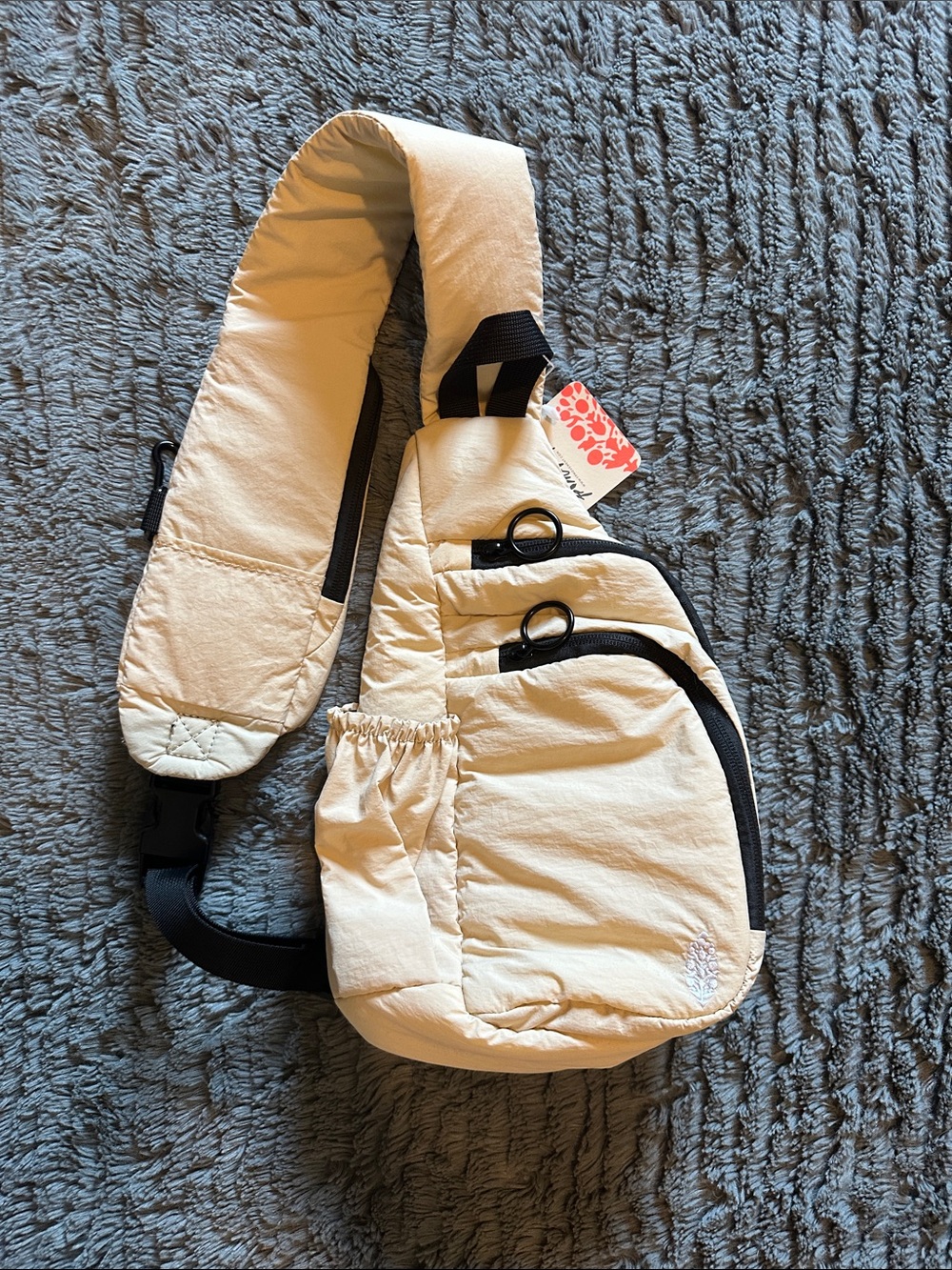 FP Movement Cream Sling Crossbody Bag with Black Accents